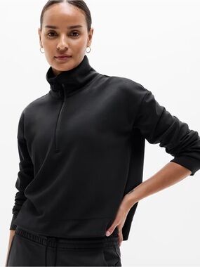 Athleta Seasoft Quarter Zip Black